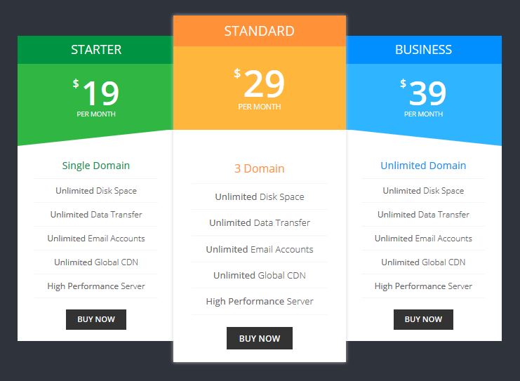 Design pricing table in unique style